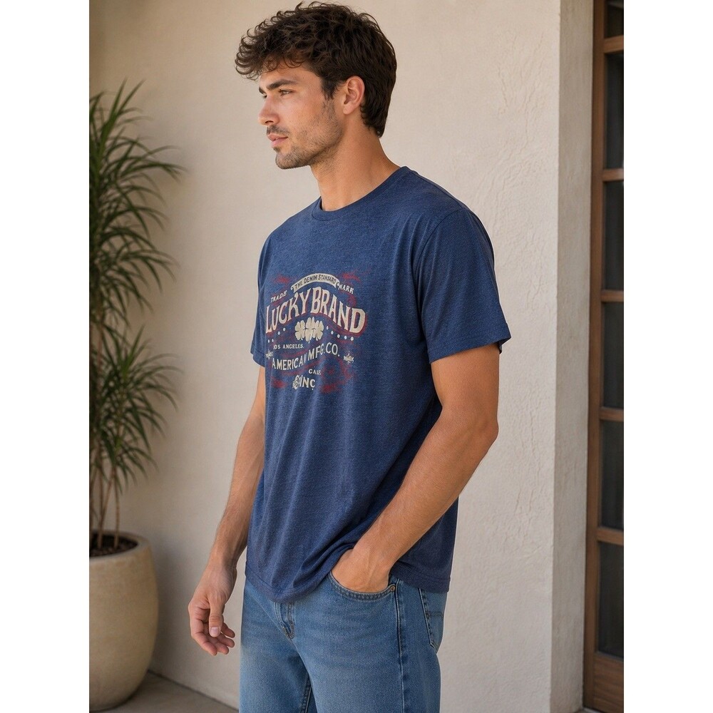 Lucky Brand Men’s M Blue Graphic T Shirt Vintage American MFG Co Crew Neck - Picture 11 of 11